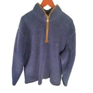 Vtg Cherokee Jacket Men 2XL Navy Blue Sherpa Fleece Long Sleeve 1/4 Zip Pullover